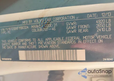 2015 Volvo V60 T5 Premier from USA, damaged, VIN YV1612SBXF1190324